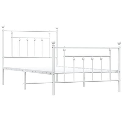 vidaXL Bedframe met hoofd- en voeteneinde metaal wit 100x190 cm