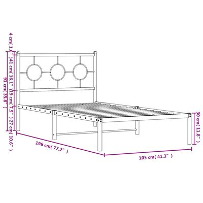 vidaXL Bedframe met hoofdbord metaal zwart 100x190 cm