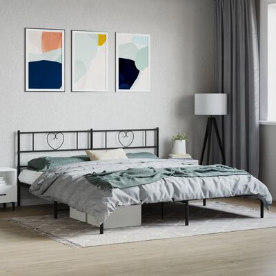 vidaXL Bedframe met hoofdbord metaal zwart 183x213 cm