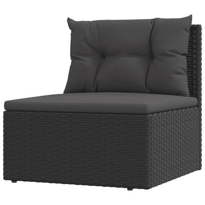 vidaXL 10-delige Loungeset met kussens poly rattan zwart