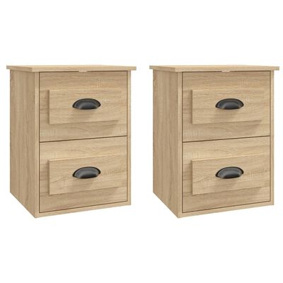 vidaXL Nachtkastjes 2 st wandgemonteerd 41,5x36x53 cm sonoma eiken