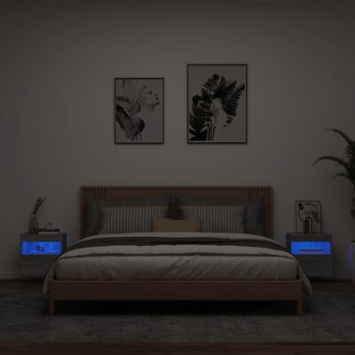 vidaXL Tv-wandmeubels met LED 2 st 40x30x40 cm grijs sonoma eiken
