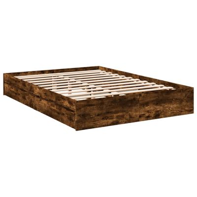 vidaXL Bedframe met lades bewerkt hout gerookt eikenkleurig 160x200 cm