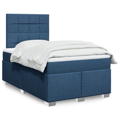 vidaXL Boxspring met matras stof blauw 120x200 cm