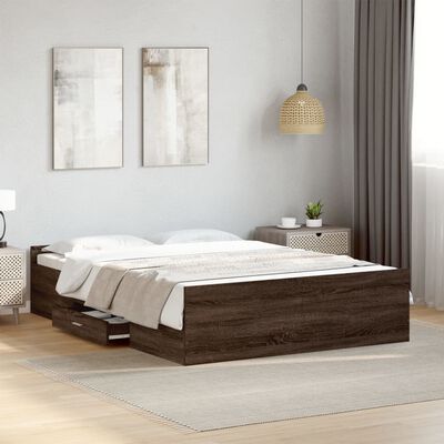 vidaXL Bedframe met lades bewerkt hout bruin eikenkleur 140x190 cm