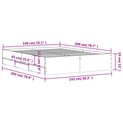 vidaXL Bedframe met lades bewerkt hout sonoma eikenkleurig 140x200 cm