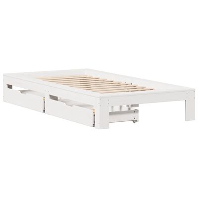 vidaXL Bedframe zonder matras massief grenenhout wit 90x200 cm