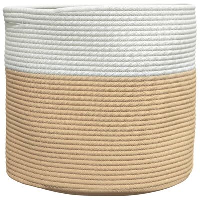 vidaXL Opbergmand Ø 40x35 cm katoen beige en wit