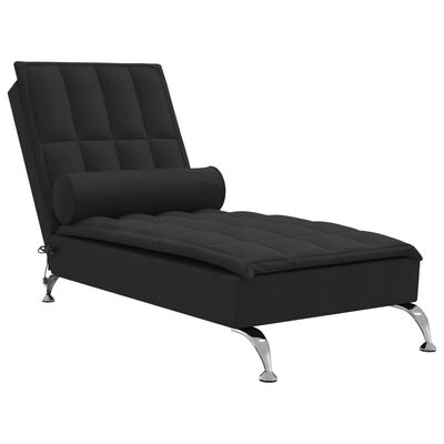 vidaXL Massage chaise longue met bolster stof zwart