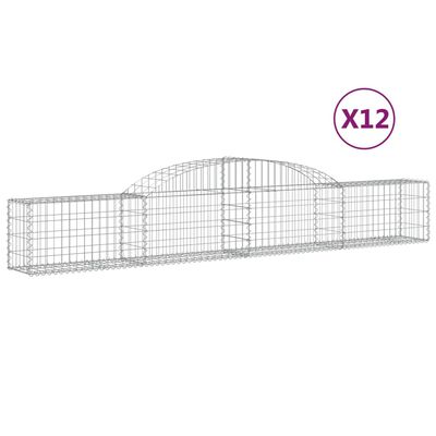 vidaXL Schanskorven 12 st gewelfd 300x30x40/60 cm gegalvaniseerd ijzer