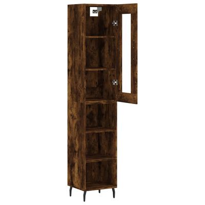 vidaXL Hoge kast 34,5x34x180 cm bewerkt hout gerookt eikenkleurig