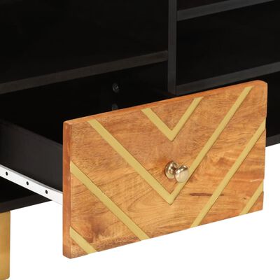 vidaXL Tv-meubel 100x33,5x46 cm massief mangohout bruin en zwart