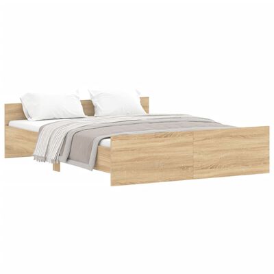 vidaXL Bedframe met hoofd- en voeteneinde sonoma eikenkleur 140x200 cm