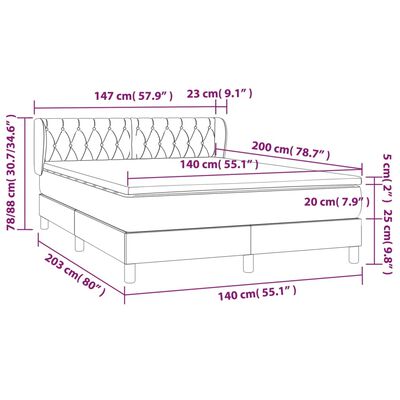 vidaXL Boxspring met matras stof donkergrijs 140x200 cm