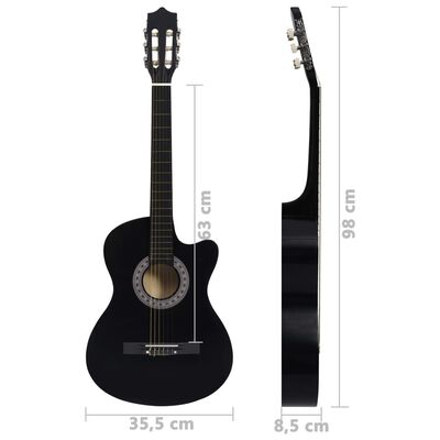 vidaXL Gitaar cutaway met 6 snaren western klassiek 38" zwart