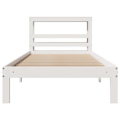 vidaXL Bedframe met hoofdbord massief grenenhout wit 75x190 cm