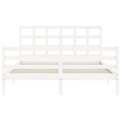 vidaXL Bedframe met hoofdbord massief hout wit