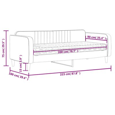 vidaXL Slaapbank met matras 90x200 cm fluweel lichtgrijs