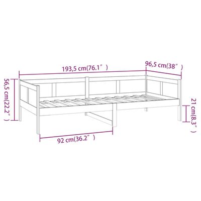 vidaXL Slaapbank massief grenenhout zwart 90x190 cm