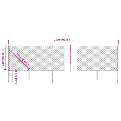 vidaXL Gaashek met grondankers 1,1x25 m groen