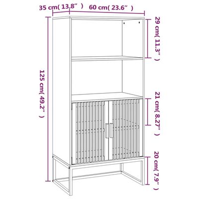 vidaXL Hoge kast 60x35x125 cm bewerkt hout wit