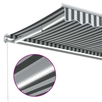 vidaXL Luifel handmatig uittrekbaar en LED 500x300 cm antraciet en wit