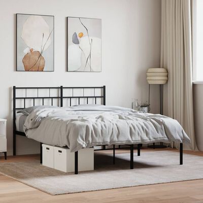 vidaXL Bedframe met hoofdbord metaal zwart 120x200 cm