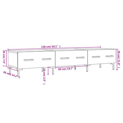 vidaXL Tv-meubel 150x36x30 cm bewerkt hout bruin eikenkleur