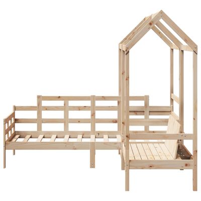 vidaXL Kinderbed met huisje en bankje massief grenenhout 90x200 cm