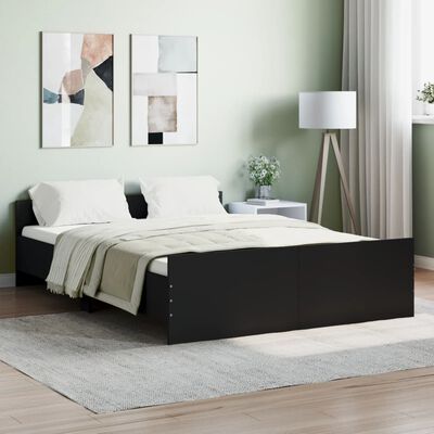 vidaXL Bedframe met hoofd- en voeteneinde zwart 140x190 cm