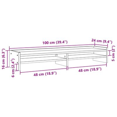 vidaXL Monitorstandaard 100x24x16 cm bewerkt hout bruin eikenkleurig