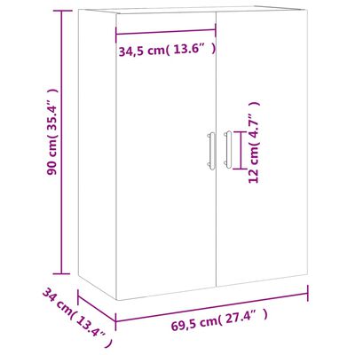 vidaXL Hangkast 69,5x34x90 cm bruin eikenkleur