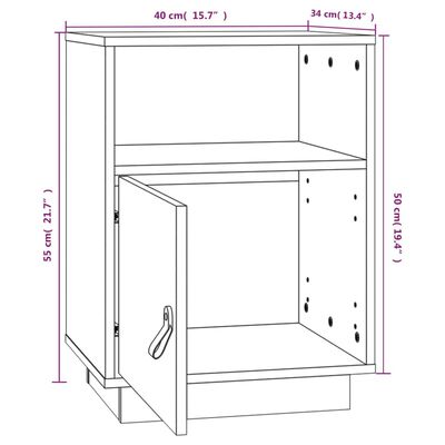 vidaXL Nachtkastjes 2 st 40x34x55 cm massief grenenhout honingbruin