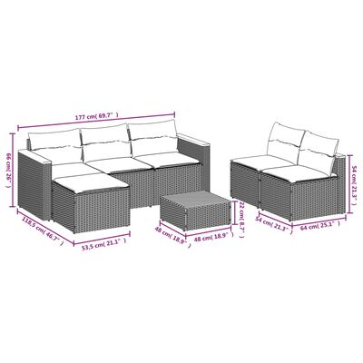 vidaXL 5-delige Loungeset met kussens poly rattan acacia zwart