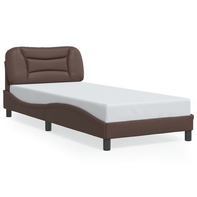 vidaXL Bedframe met hoofdbord kunstleer bruin 90x190 cm