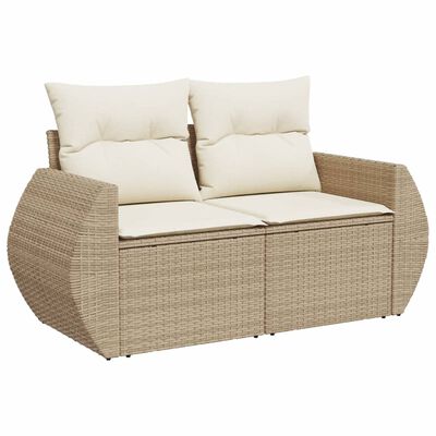 vidaXL 8-delige Loungeset met kussens poly rattan beige