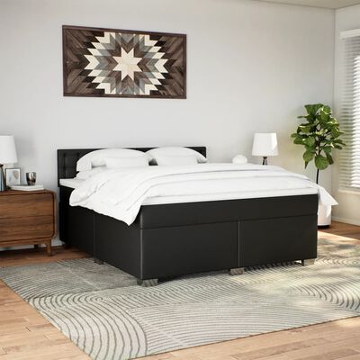 vidaXL Boxspring met matras kunstleer zwart 180x200 cm