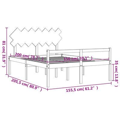 vidaXL Seniorenbed met hoofdbord massief hout wit