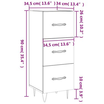 vidaXL Dressoir 34,5x34x90 cm bewerkt hout zwart