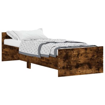 vidaXL Bedframe zonder matras hout gerookt eikenkleurig 75x190 cm