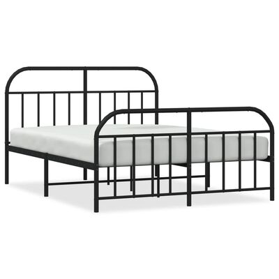 vidaXL Bedframe met hoofd- en voeteneinde metaal zwart 140x190 cm