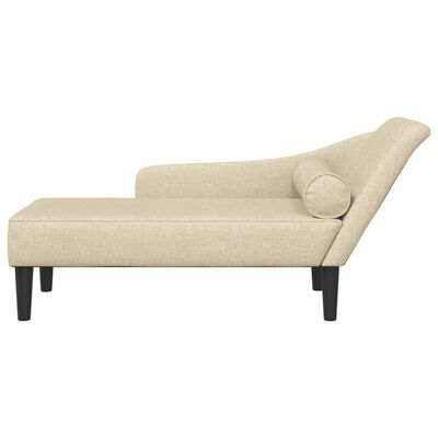 vidaXL Chaise longue met kussens stof crèmekleurig