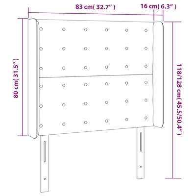 vidaXL Hoofdbord LED 83x16x118/128 cm fluweel donkergrijs