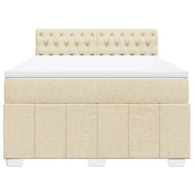 vidaXL Boxspring met matras stof crèmekleurig 140x190 cm