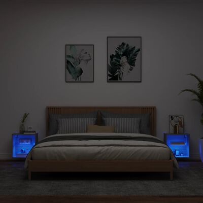 vidaXL Nachtkastjes met LED's 2 st wandgemonteerd grijs sonoma eiken