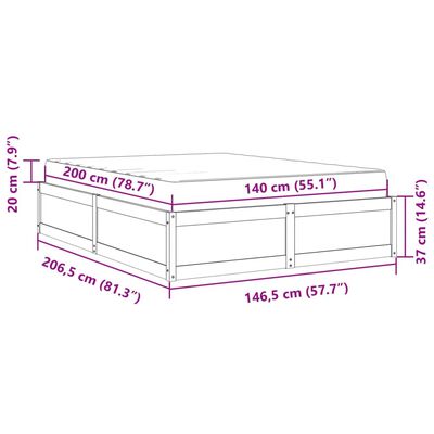 vidaXL Bed met matras massief grenenhout wit 140x200 cm