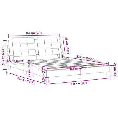 vidaXL Bedframe met LED-verlichting kunstleer zwart 160x200 cm