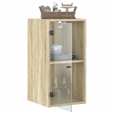 vidaXL Wandkast met glazen deuren 35x37x68,5 cm sonoma eikenkleurig