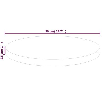 vidaXL Tafelblad rond Ø50x2,5 cm onbehandeld massief eikenhout