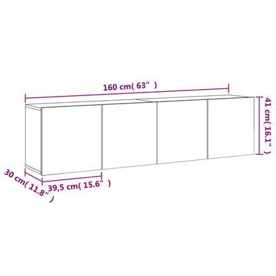 vidaXL Tv-meubels 2 st wandgemonteerd 80x30x41 cm betongrijs